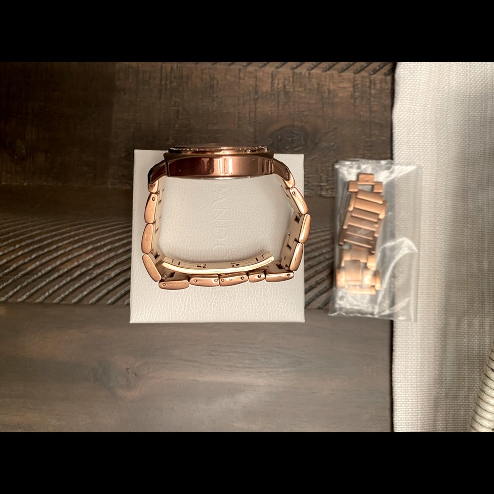 Coach Women's Boyfriend Crystal Bezel Logo Dial Rose Gold Toned Wrist Watch - Picture 5 of 6
